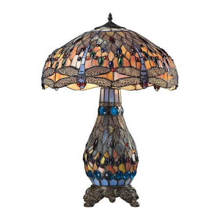 ELK HOME Dragonfly 26'' High 3-Light Table Lamp - Tiffany Glass 72079-3
